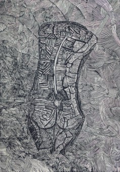 Sebastian Skowroński, Figura IX, 2015, linoryt, nakład 5 szt., 98x69cm, papier Hahnemuhle_ 300g
