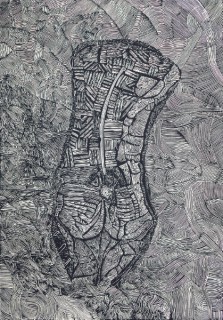 Sebastian Skowroński, Figura IX, 2015, linoryt, 98x69cm, papier Hahnemuhle 300g (100x70cm) 