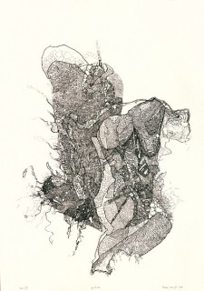 Sebastian Skowroński, Figura XIII, 2016, rysunek, tusz, 100x70cm, papier Canson Edition 300g