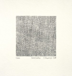 Cisza, 2015, tusz, piórko, 10x10 cm, papier Hahnemuhle 300g