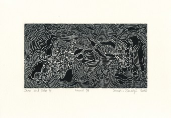 Sebastian Skowroński, Inner and Outer 11, 2016, linoryt, odbitka 1/1, 10,5x20cm, papier Hahnemuhle 230g (19,5x28cm)