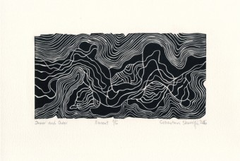 Sebastian Skowroński, Inner and Outer, 2016, linoryt, nakład 6 sztuk, 10x20cm, papier Hahnemuhle 230g (19x28cm)