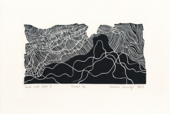 Sebastian Skowroński, Inner and Outer 3, 2016, linoryt, nakład 6 sztuk, 10x20cm, papier Hahnemuhle 230g (19x28cm)