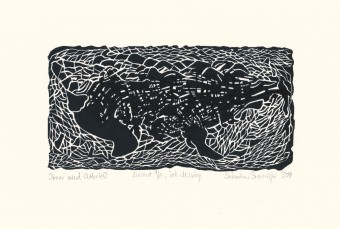 Sebastian Skowroński, Inner and Outer 40, 2017, linoryt, rysunek, 10,2x20cm, praca unikatowa, papier Hahnemuhle 300g (19×28cm)