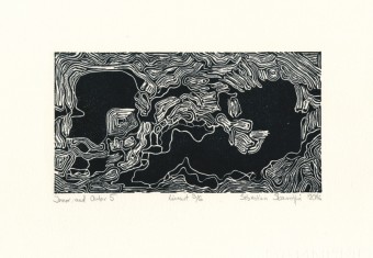 Sebastian Skowroński. Inner and Outer 5, 2016, linoryt, odbitka 3/6, 10x20 cm, papier Hahnemuhle 230g