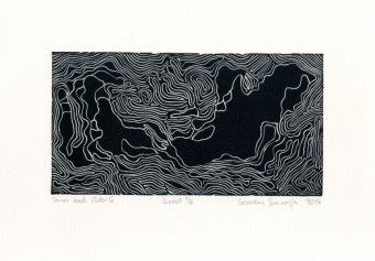 Sebastian Skowroński, Inner and Outer 6, 2016, linoryt, 10x20cm, odbitka 1/6, papier Hahnemuhle 230g (18x28cm)