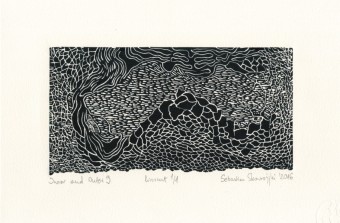 Sebastian Skowroński, Inner and Outer 9, 2016, linoryt, odbitka unikatowa, 10,5x20cm, papier Hahnemuhle 230g
